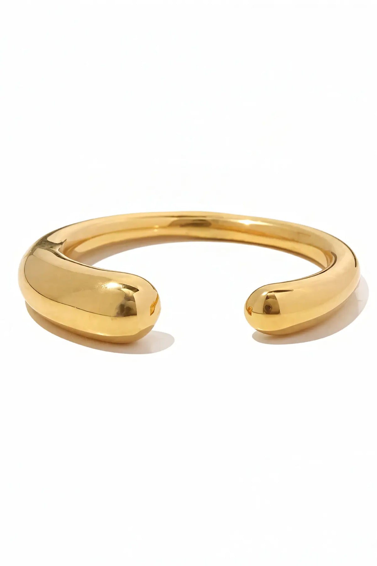 Sphere tip open cuff ring gold — YUBAMA waterproof 316L stainless steel ring