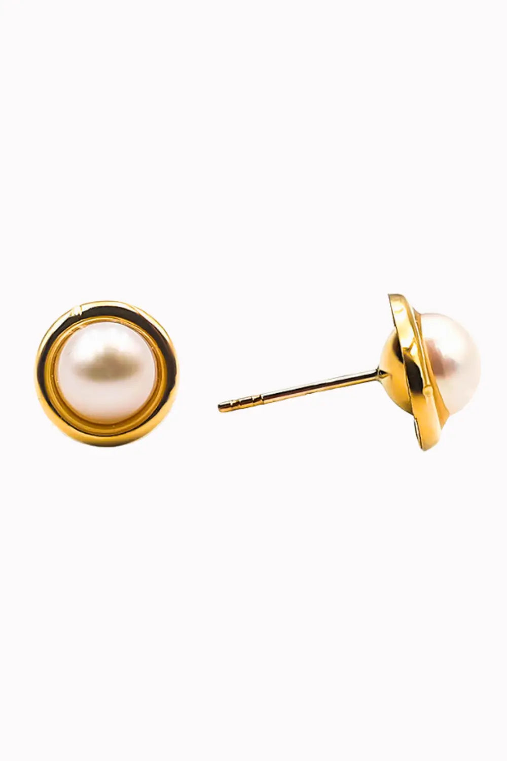 PEARL BEZEL STUDS