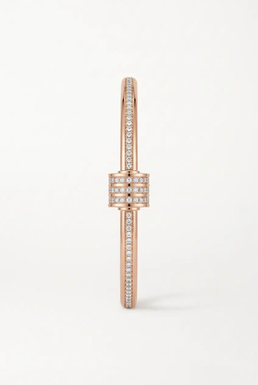 Pavé crystal nail cuff bangle rose gold — YUBAMA waterproof crystal nail bangle