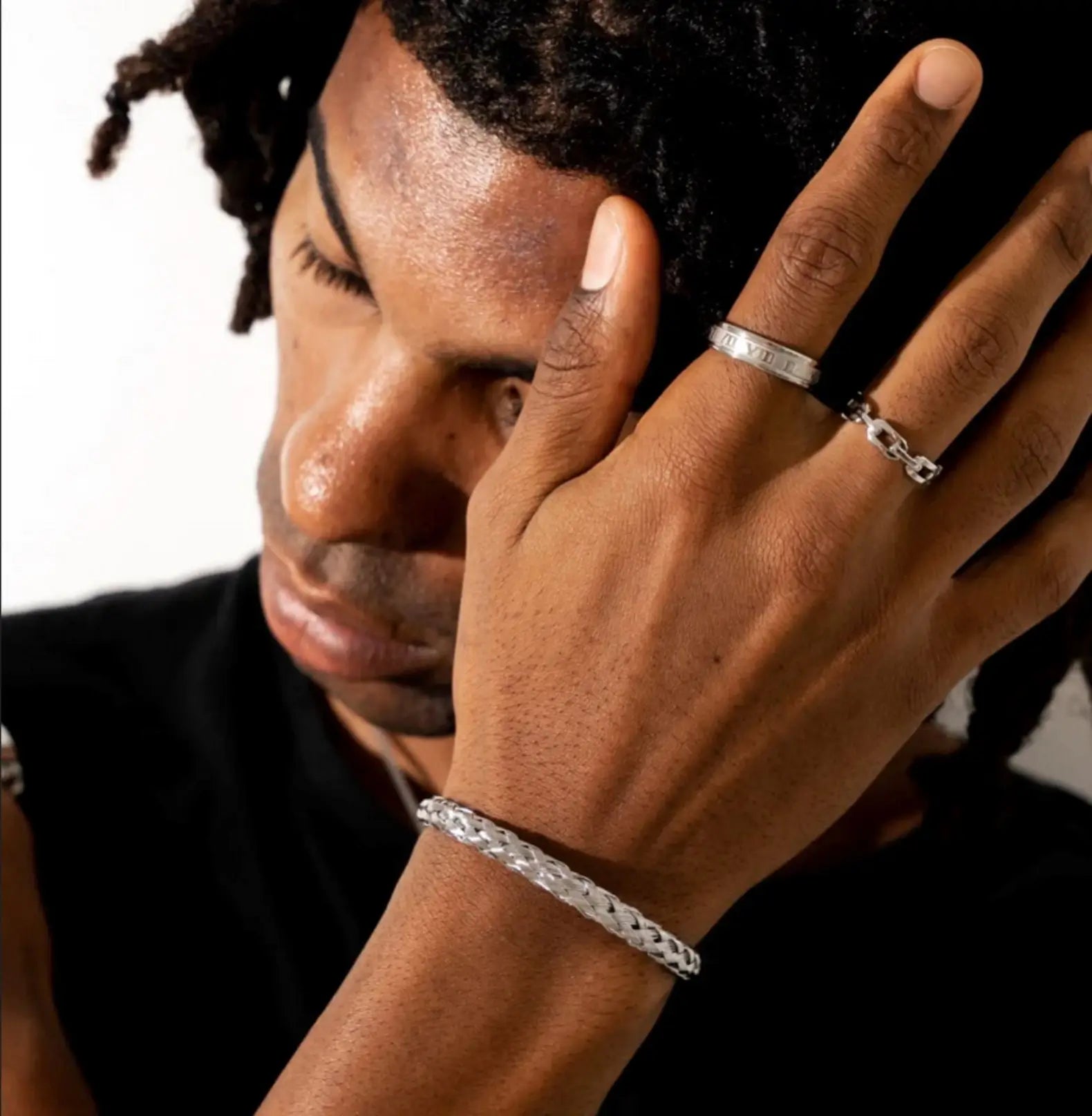 WOVEN BANGLE  - SILVER