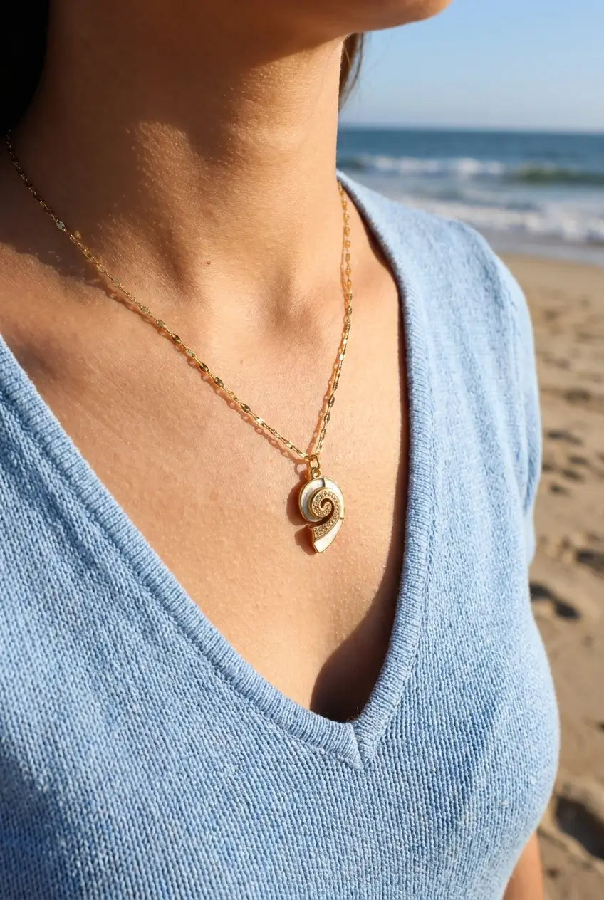 Spiral Shell Pendant Necklace