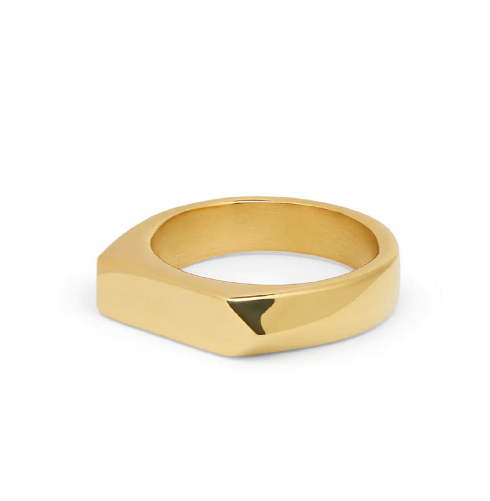 Mens gold deals flat top ring