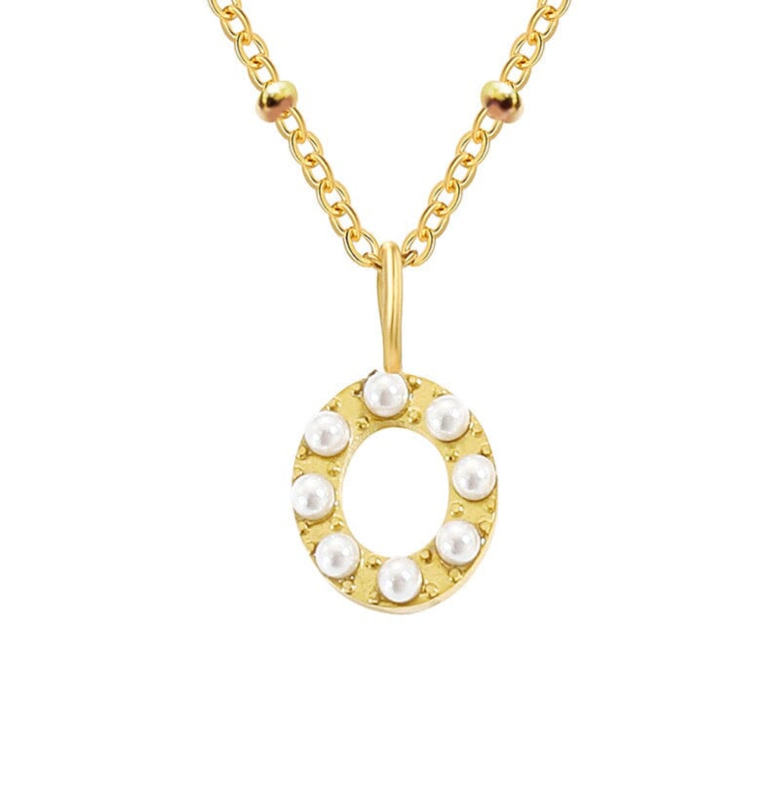 PERSONALISED PEARL INITIAL NECKLACE neck Yubama Jewelry Online Store - The Elegant Designs of Gold and Silver ! O Gold 