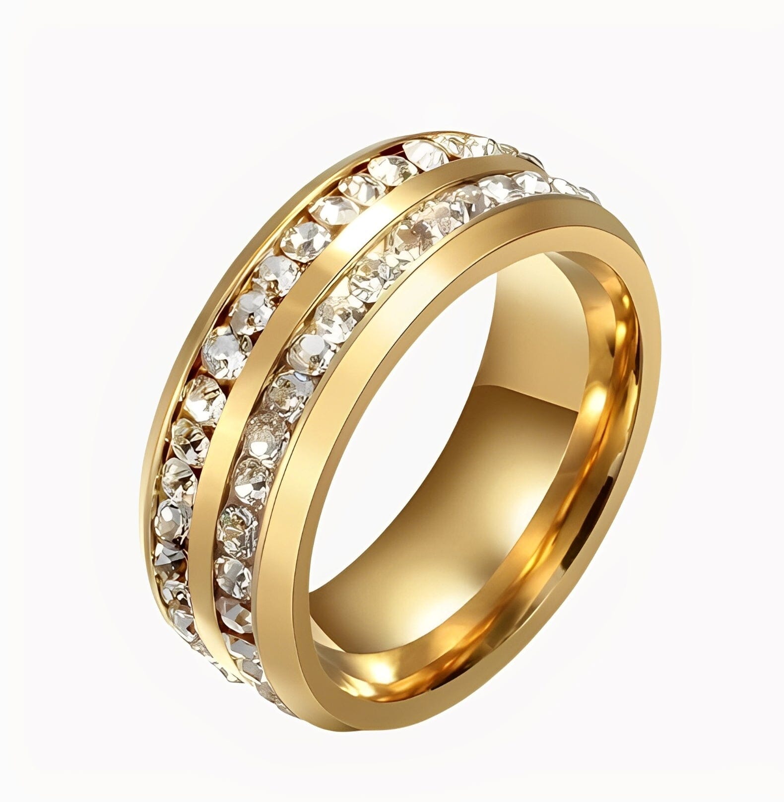 DIAMOND DOUBLE BAND RING ring Yubama Jewelry Online Store - The Elegant Designs of Gold and Silver ! 