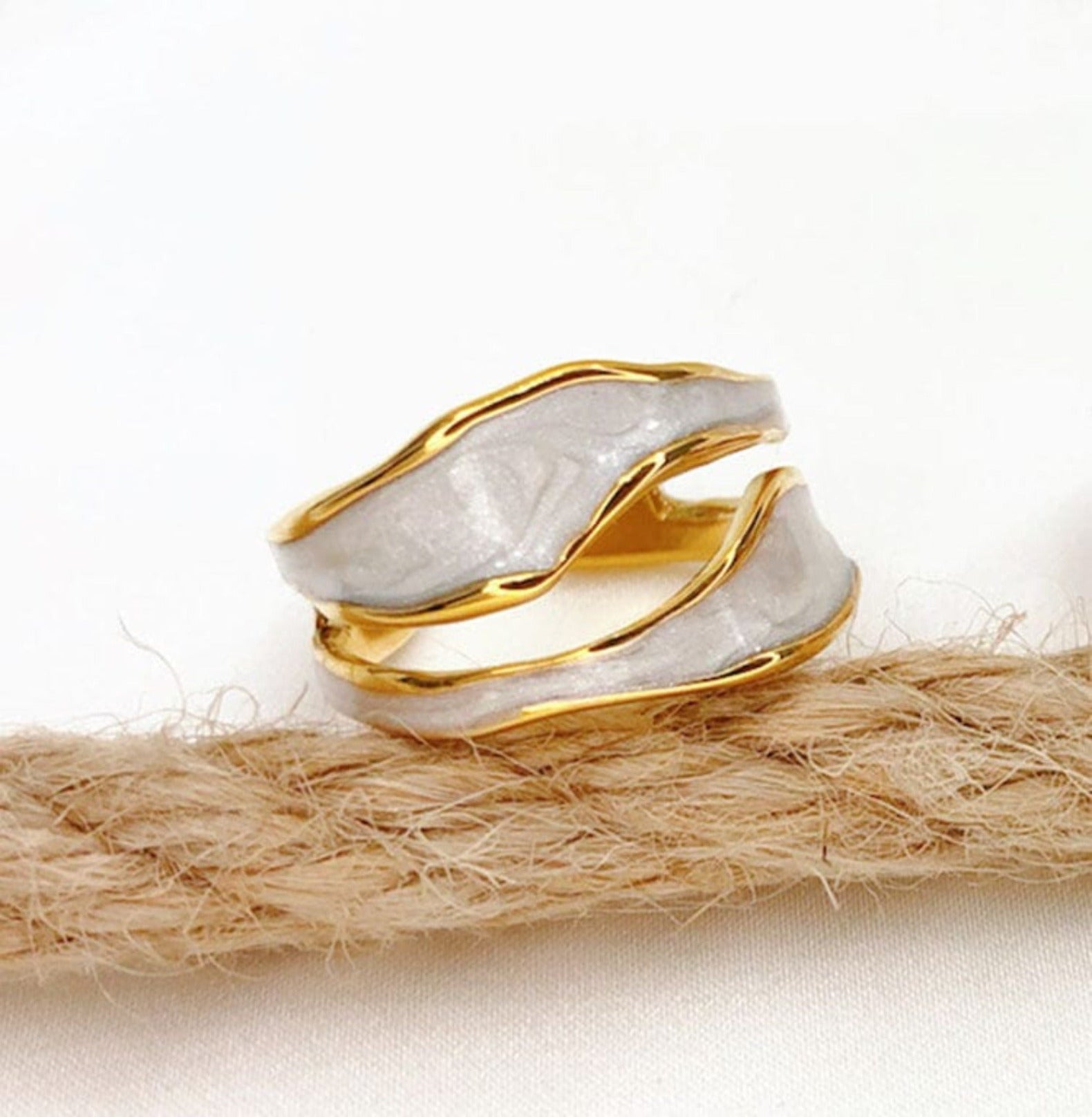 ENAMELO RING earing Yubama Jewelry Online Store - The Elegant Designs of Gold and Silver ! White 
