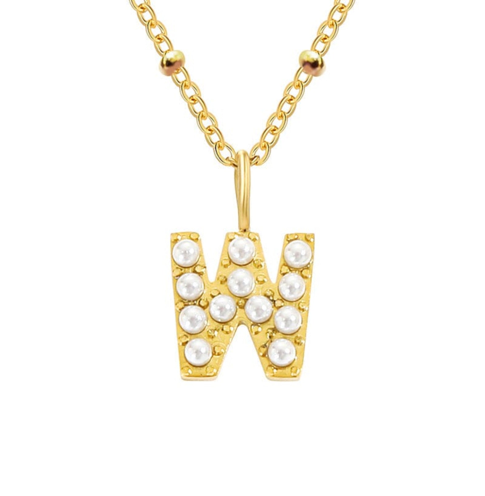 PERSONALISED PEARL INITIAL NECKLACE neck Yubama Jewelry Online Store - The Elegant Designs of Gold and Silver ! W Gold 