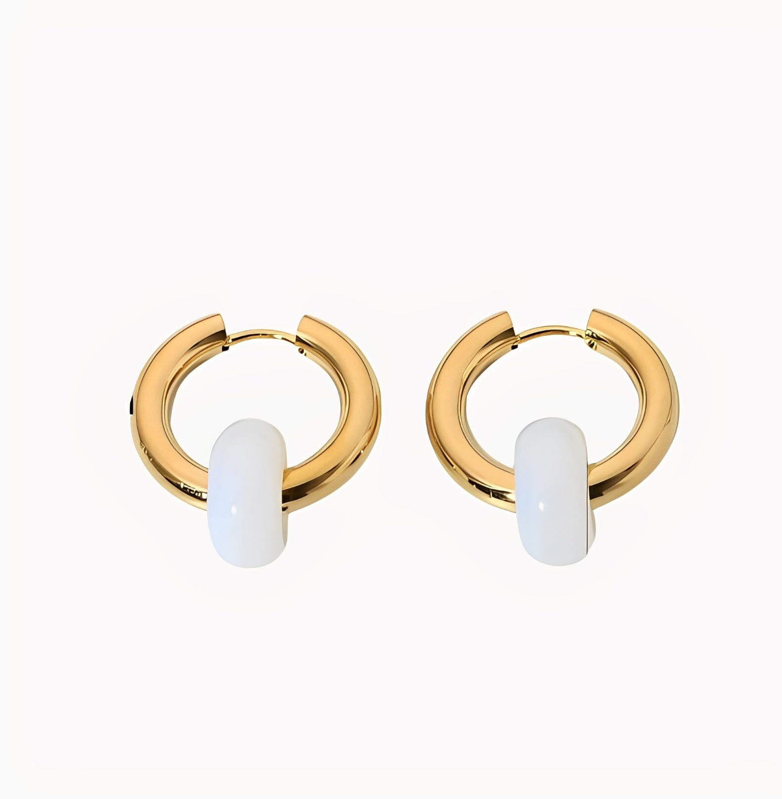 NATURAL STONE HOOPS EARRINGS earing Yubama Jewelry Online Store - The Elegant Designs of Gold and Silver ! 