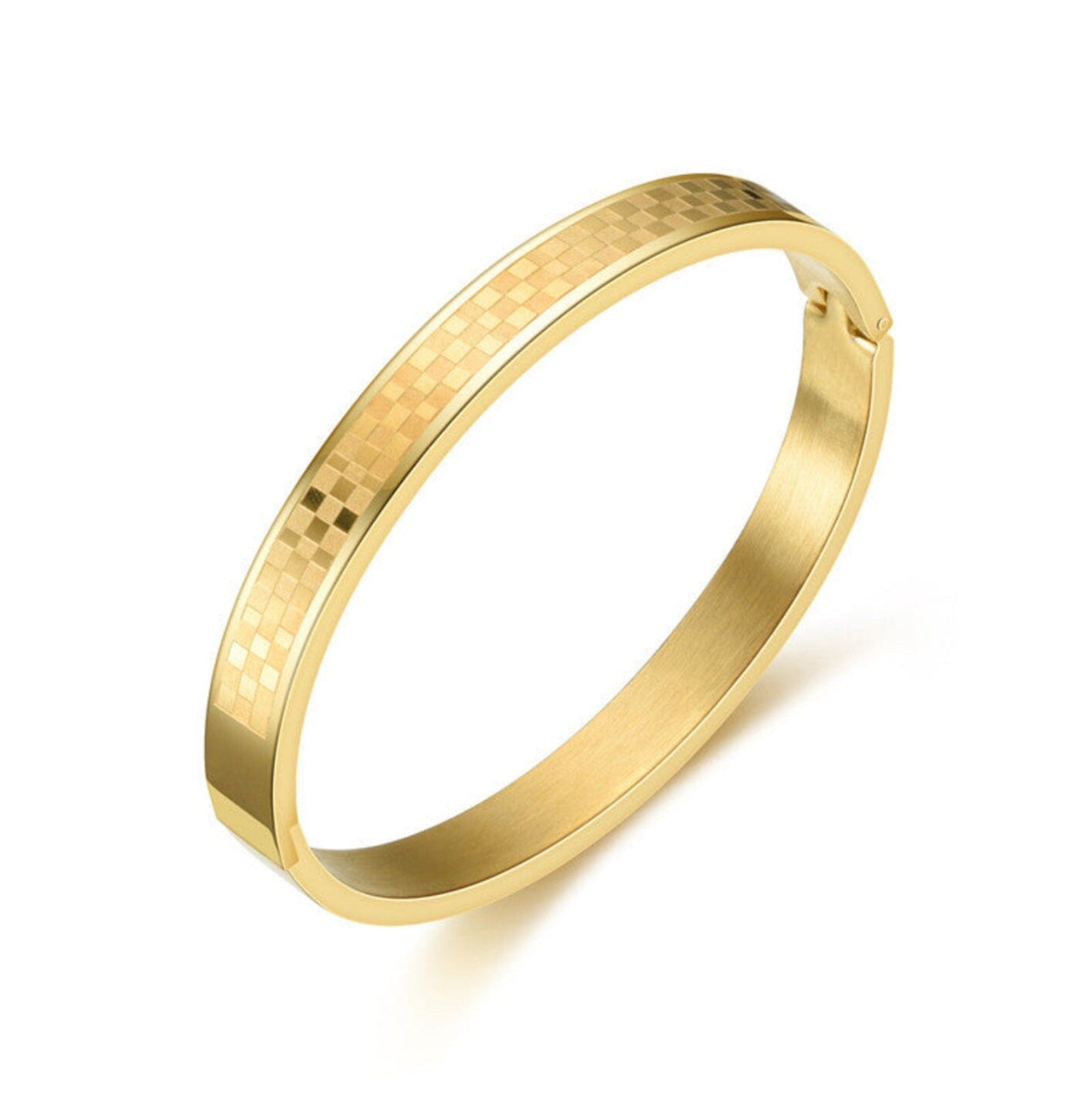 CHECKERED BANGLE - GOLD ring Yubama Jewelry Online Store - The Elegant Designs of Gold and Silver ! Gold 