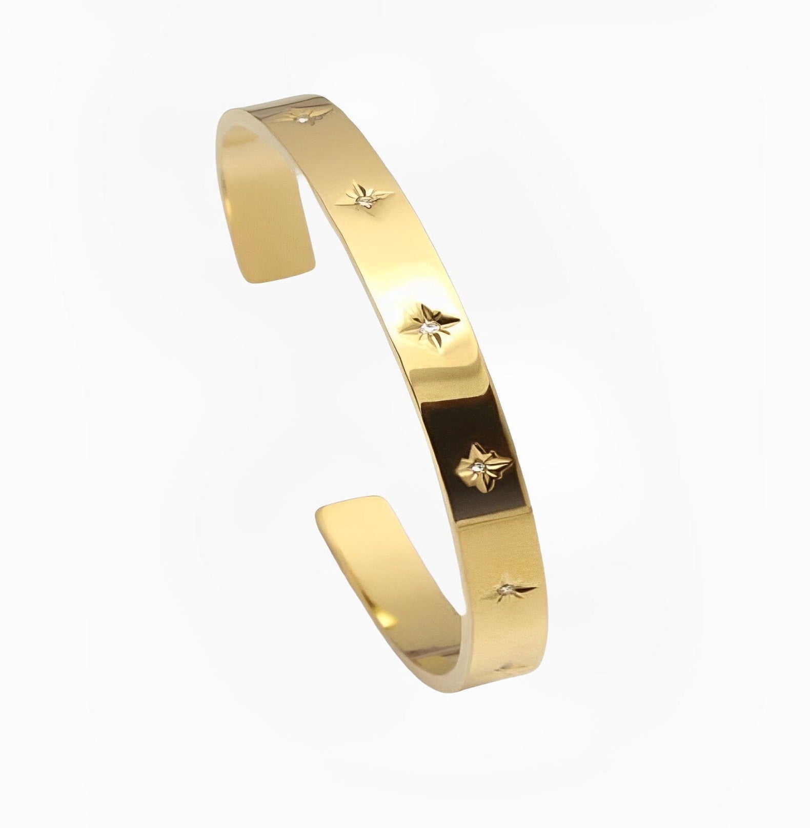 Gold Bangle with Stars Silver