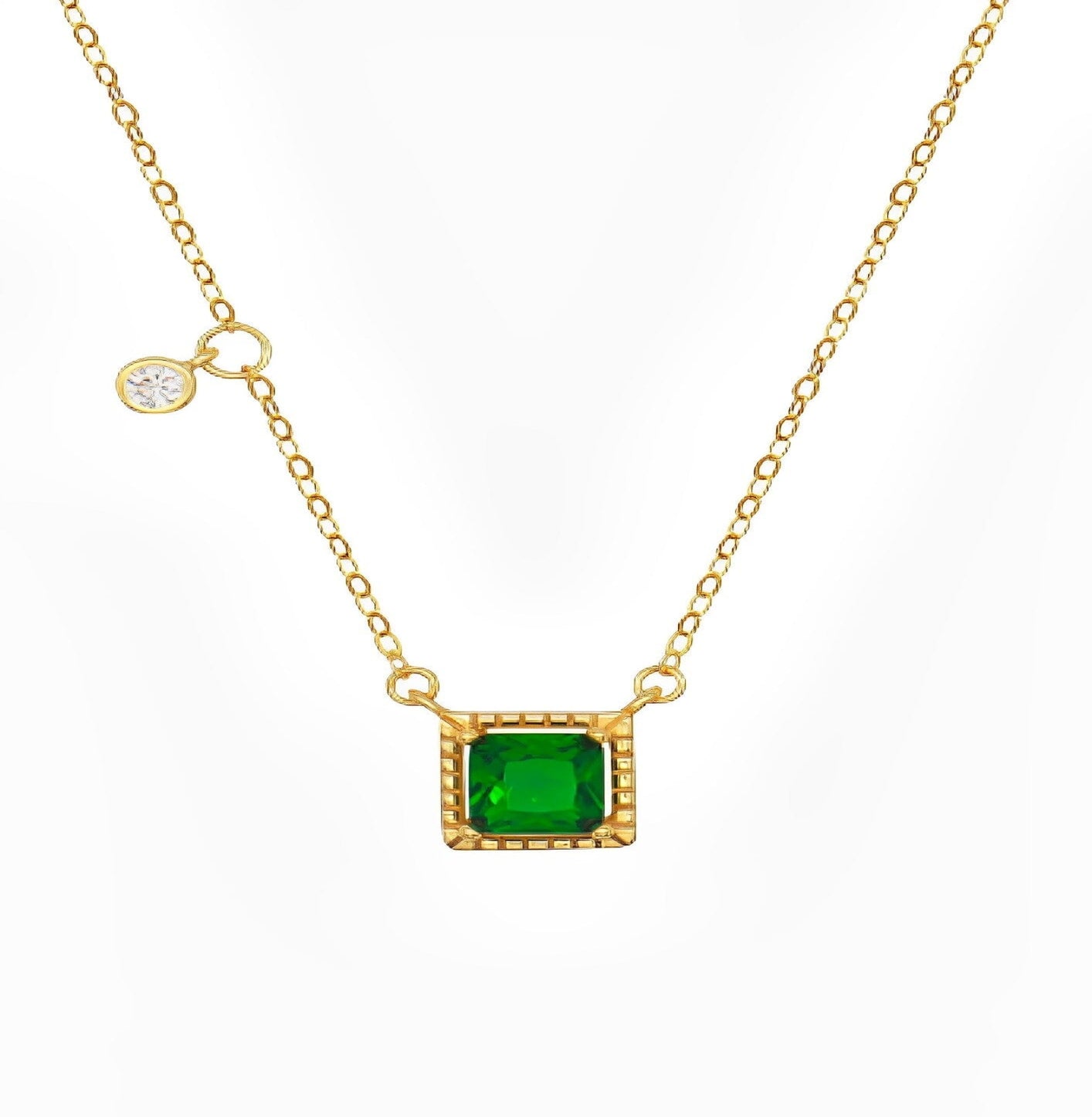 SQUARE CRYSTAL NECKLACE neck Yubama Jewelry Online Store - The Elegant Designs of Gold and Silver ! 