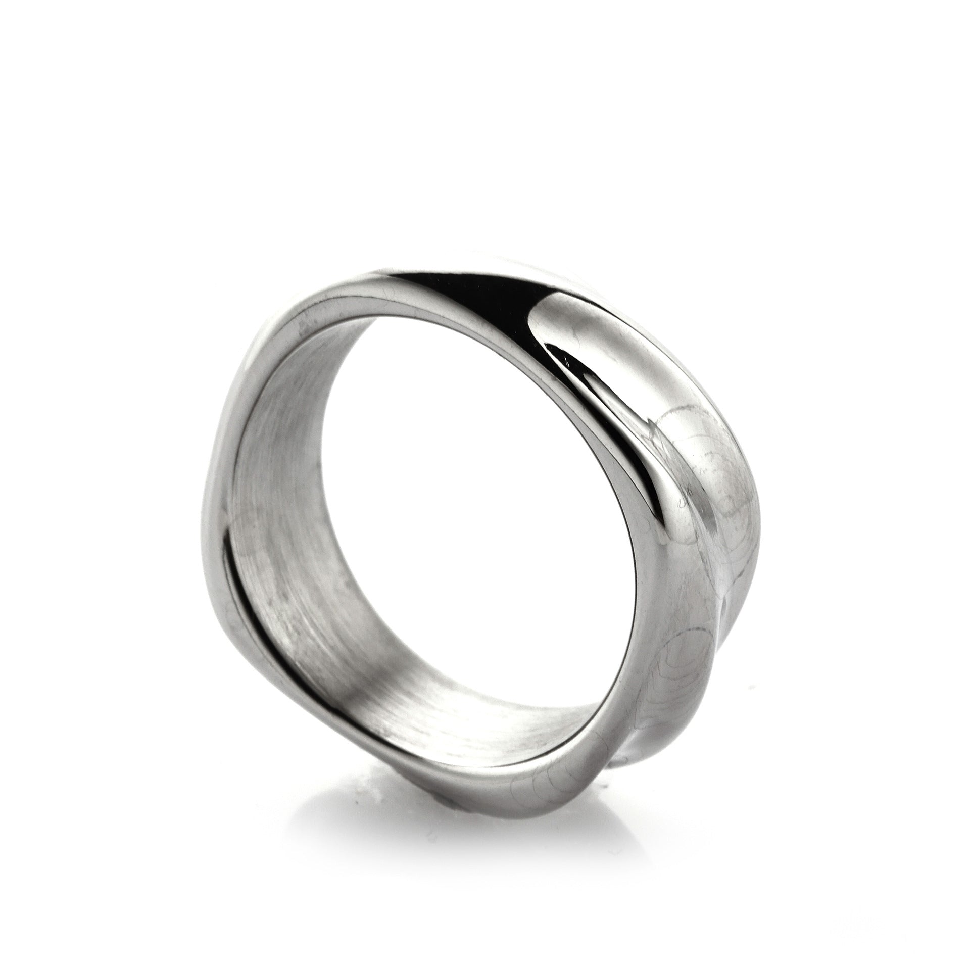 Bague en acier titane pour homme, simple et tendance, avec ondulations d'eau