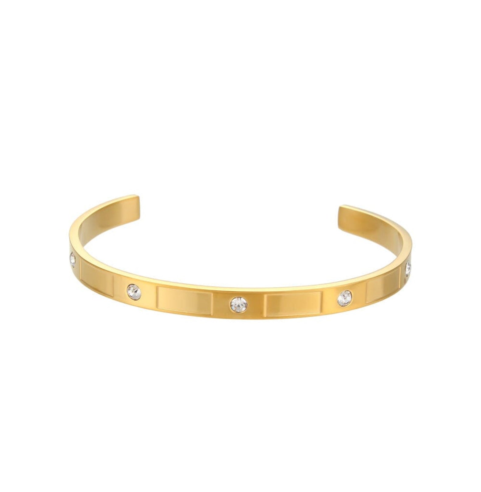 ????Rectangle Zircon Opening Bracelet Simple Stainless Steel braclet Yubama Jewelry Online Store - The Elegant Designs of Gold and Silver ! Rectangular Zircon Gold 