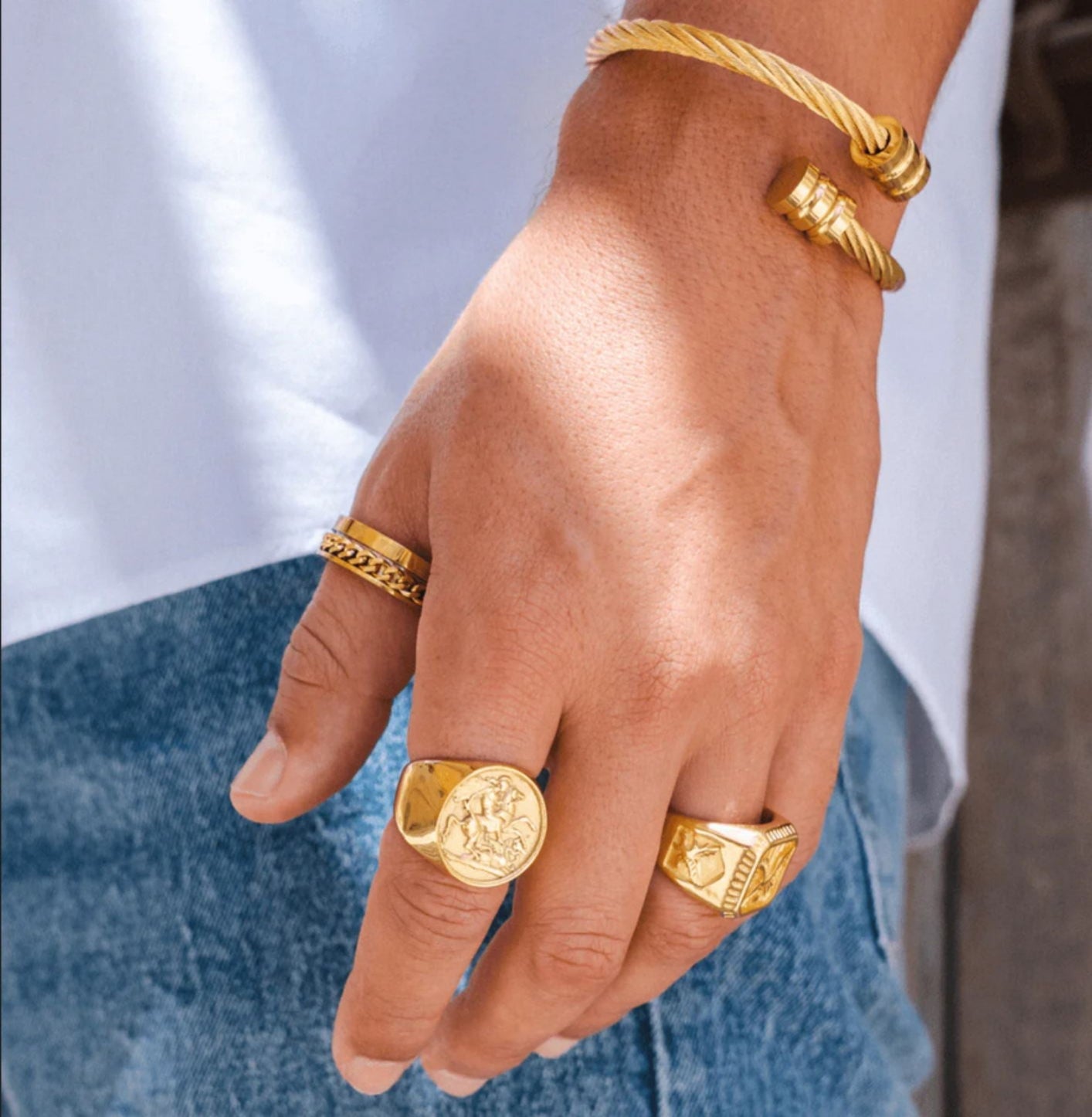 GOLD CUBAN NUMERAL RING ring Yubama Jewelry Online Store - The Elegant Designs of Gold and Silver ! 