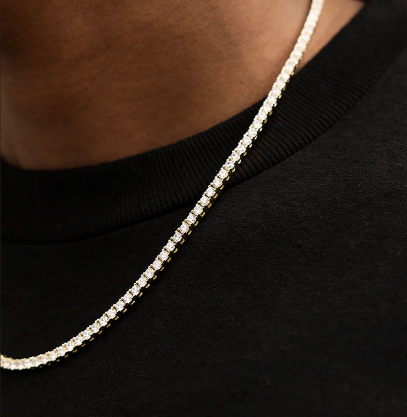 DIAMOND TENNIS NECKLACE - YELLOW GOLD 3 MM ring Yubama Jewelry Online Store - The Elegant Designs of Gold and Silver ! 