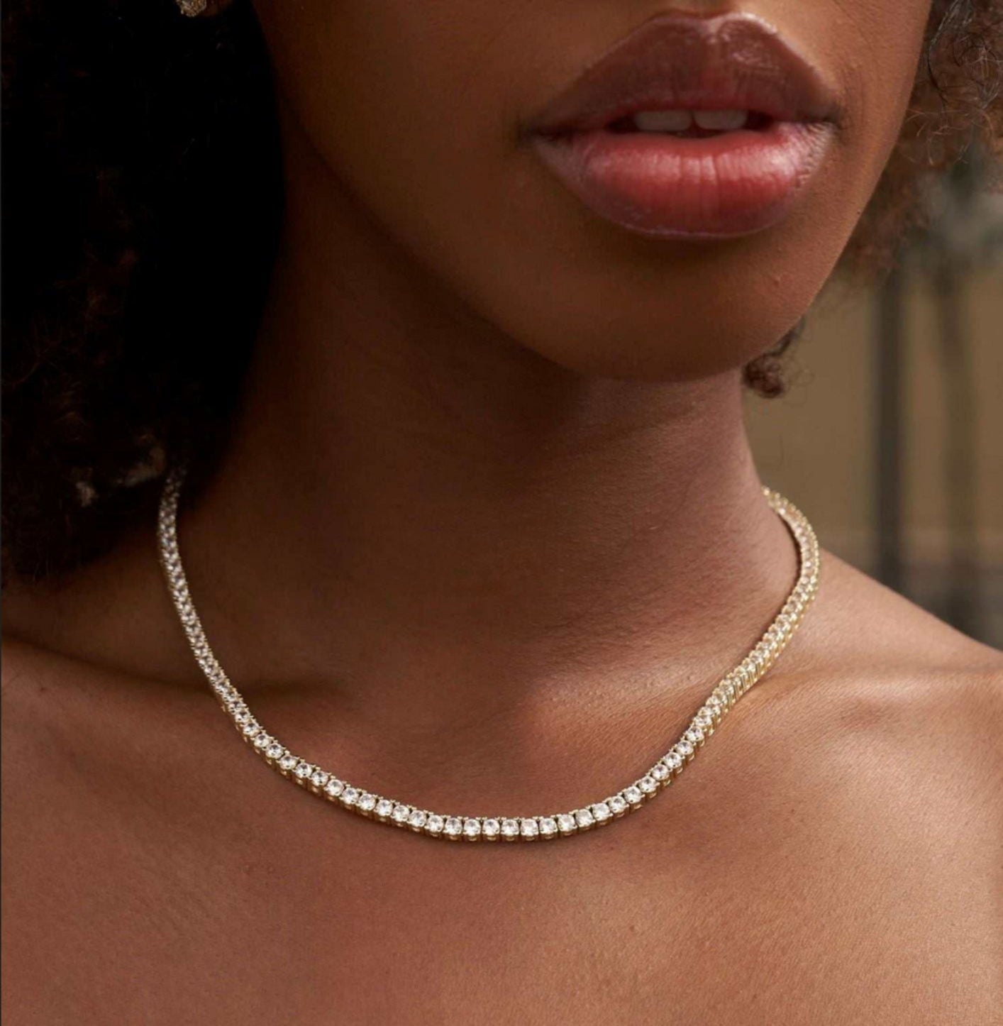 TENNIS NECKLACE - GOLD ring Yubama Jewelry Online Store - The Elegant Designs of Gold and Silver ! 46cm 