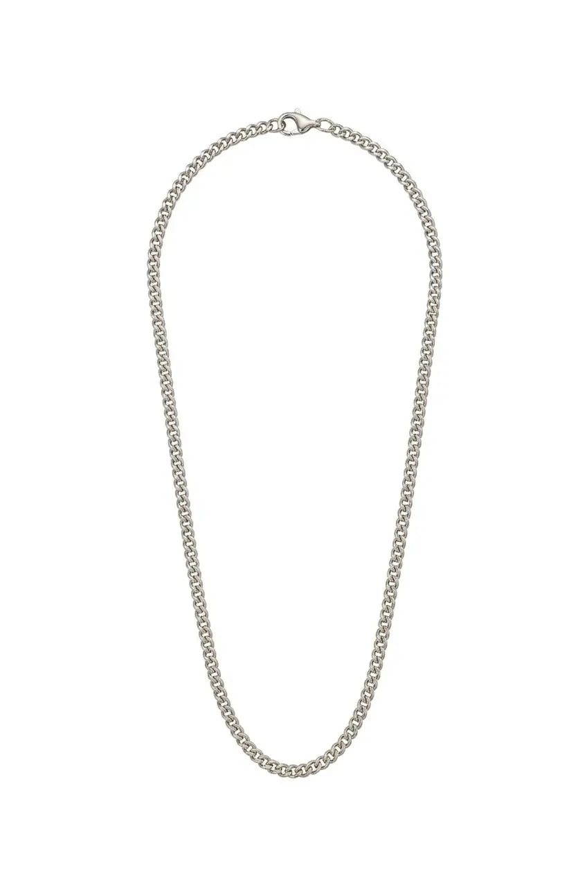 Cuban link chain necklace silver — YUBAMA 316L stainless steel waterproof necklace