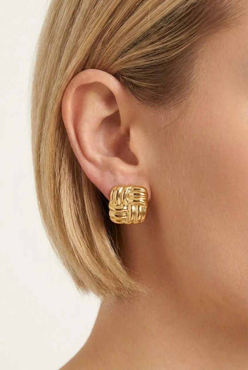 Grid Stud Earrings