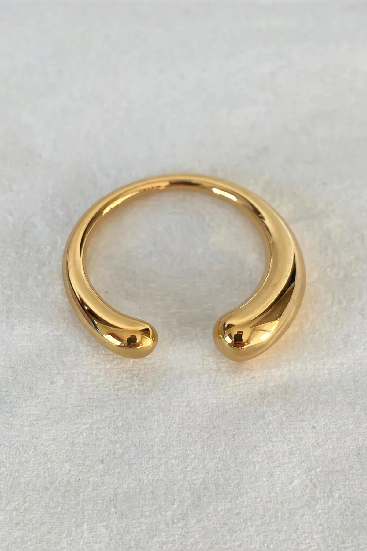 Sphere tip open cuff ring top view — YUBAMA 18K gold PVD adjustable open ring
