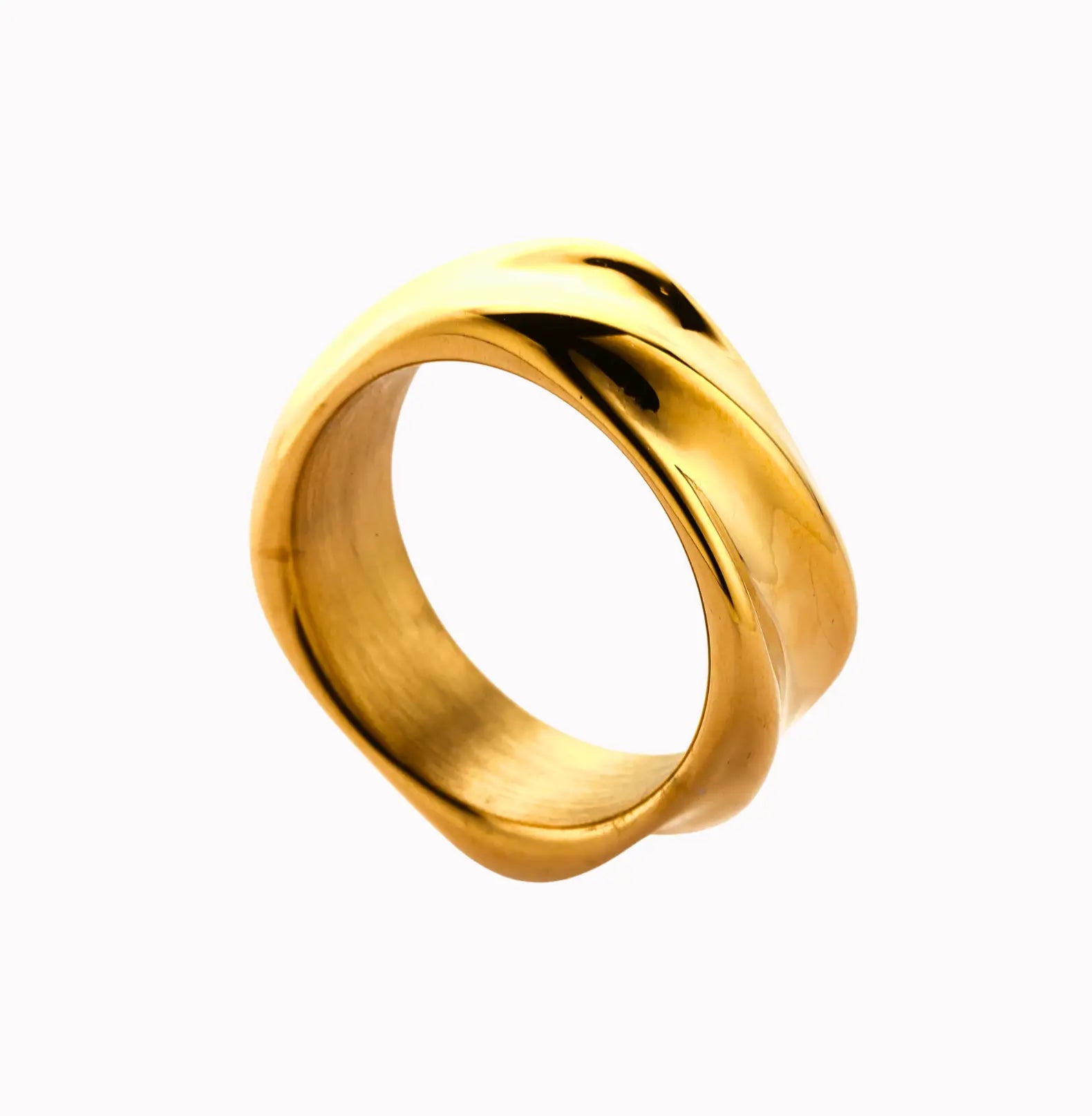 Bague en acier titane pour homme, simple et tendance, avec ondulations d'eau