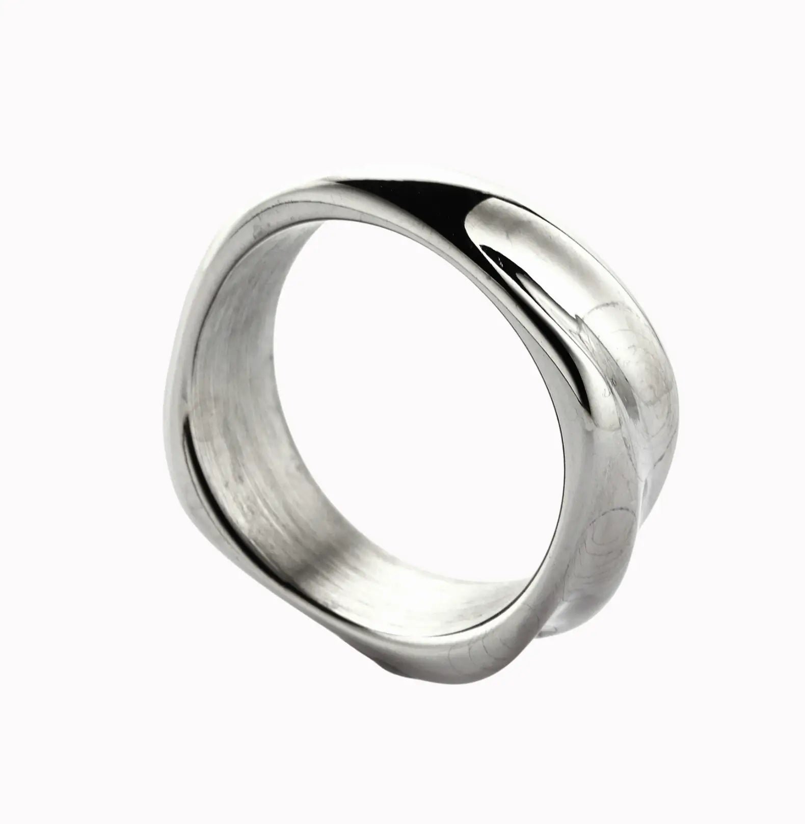 Bague en acier titane pour homme, simple et tendance, avec ondulations d'eau