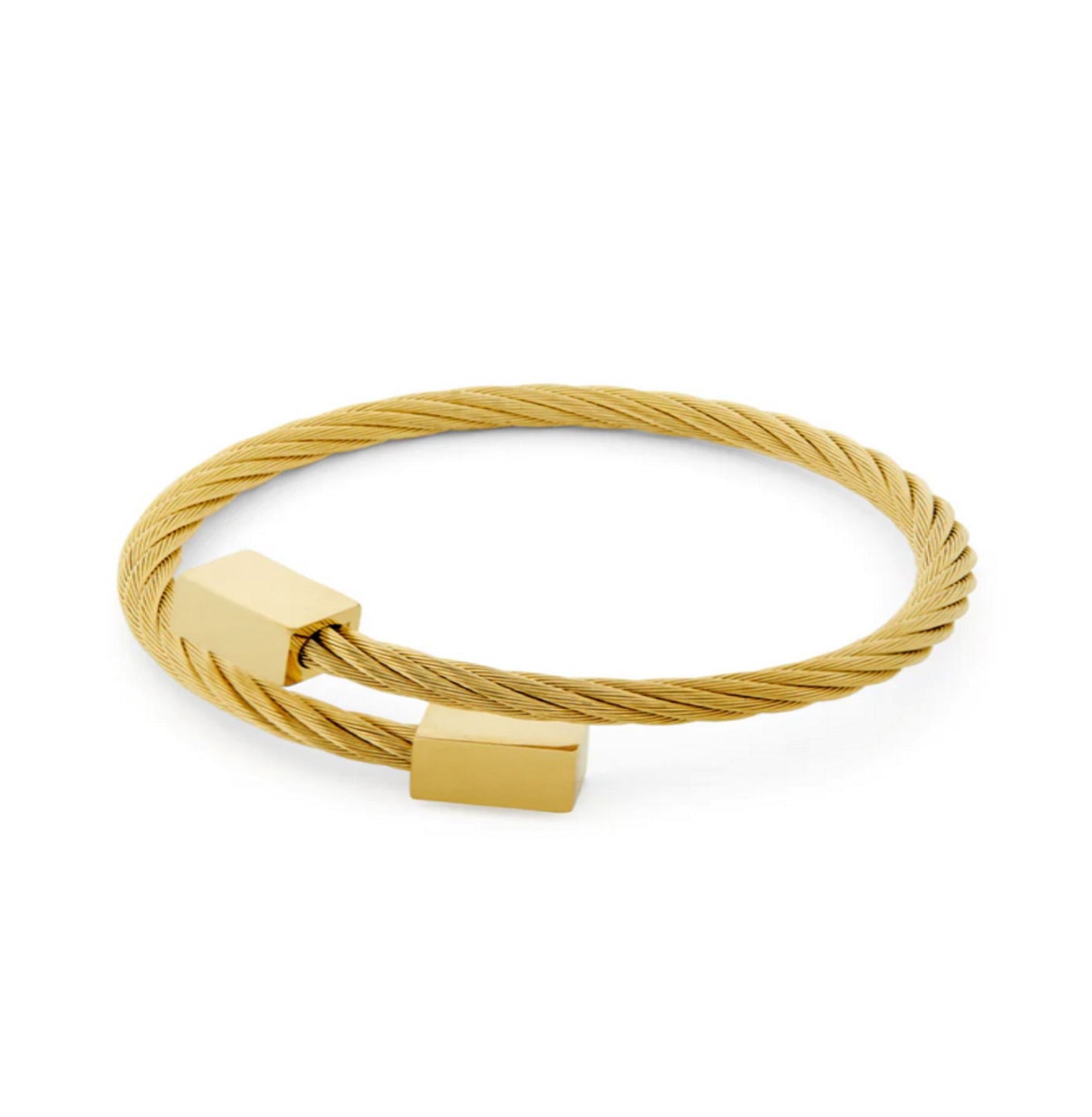 SQUARED TWISTER BANGLE BRACELET ring Yubama Jewelry Online Store - The Elegant Designs of Gold and Silver ! GOLD 
