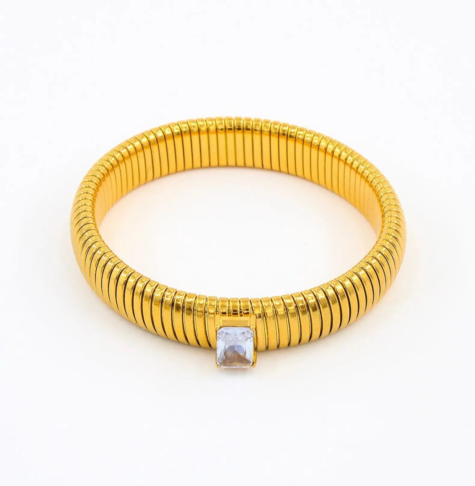 CHUNKY STONE BANGLE BRACELET - GOLD