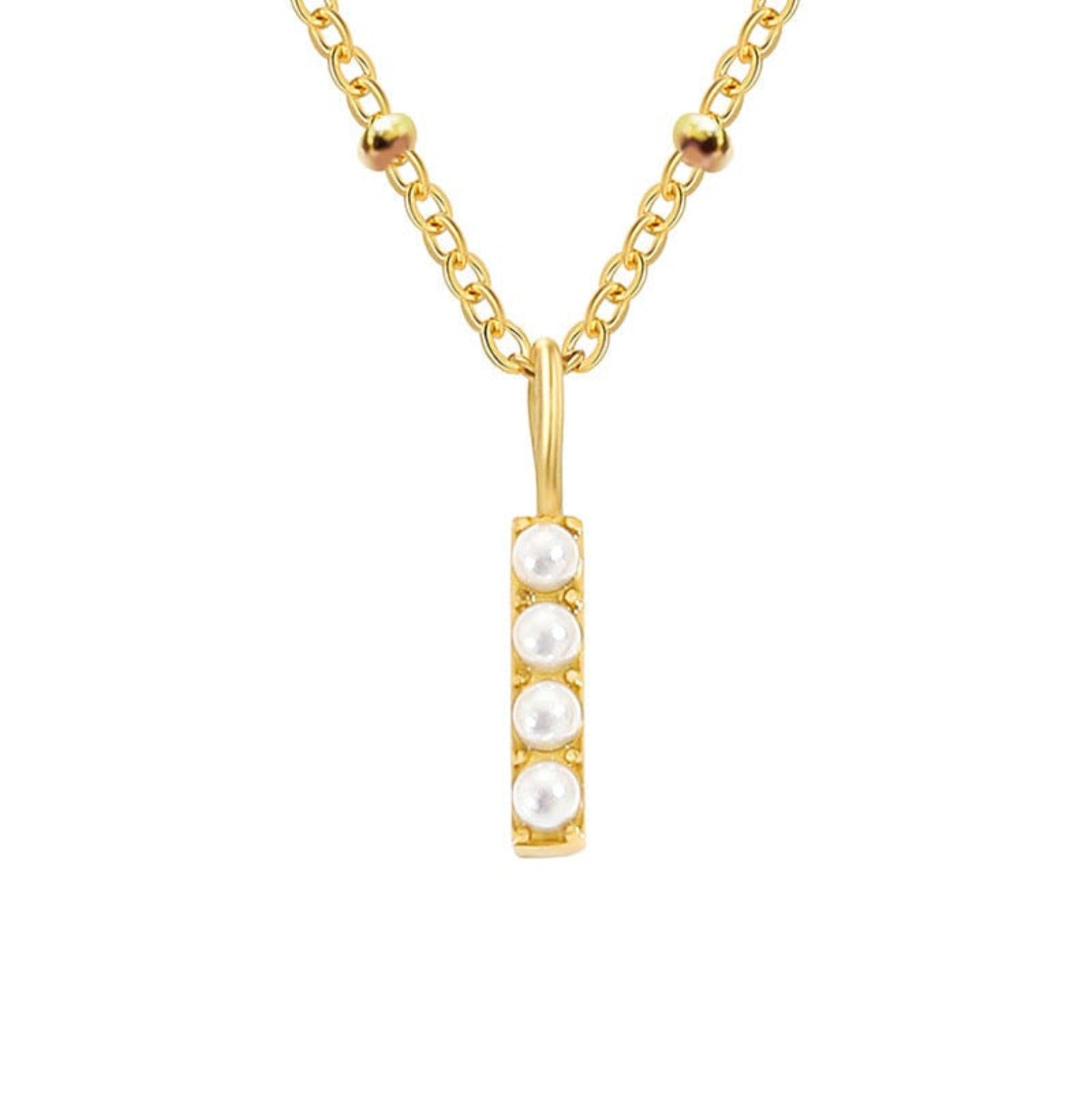 PERSONALISED PEARL INITIAL NECKLACE neck Yubama Jewelry Online Store - The Elegant Designs of Gold and Silver ! I Gold 