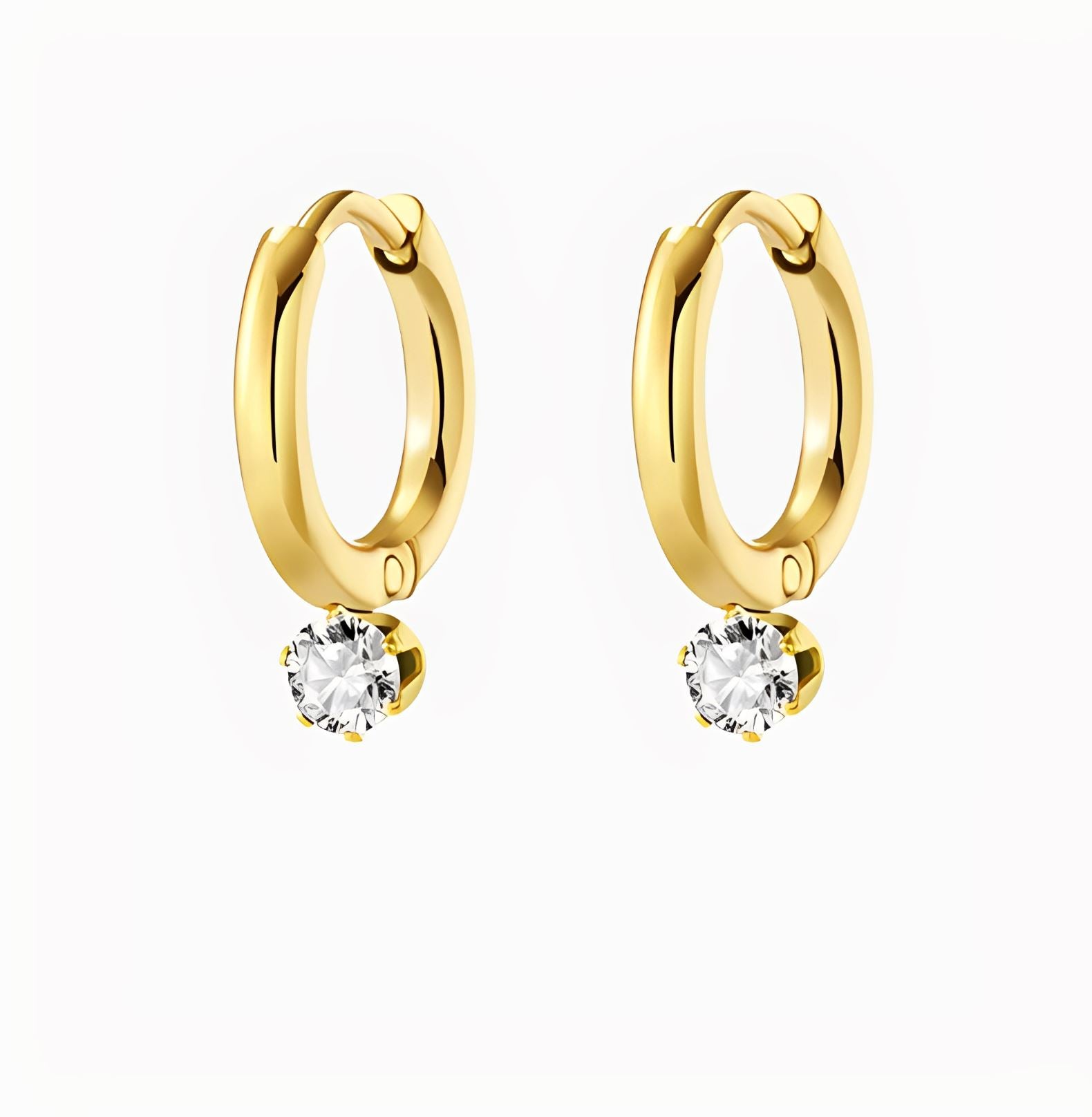 MINERO MINI HOOP EARRINGS earing Yubama Jewelry Online Store - The Elegant Designs of Gold and Silver ! White zircon 