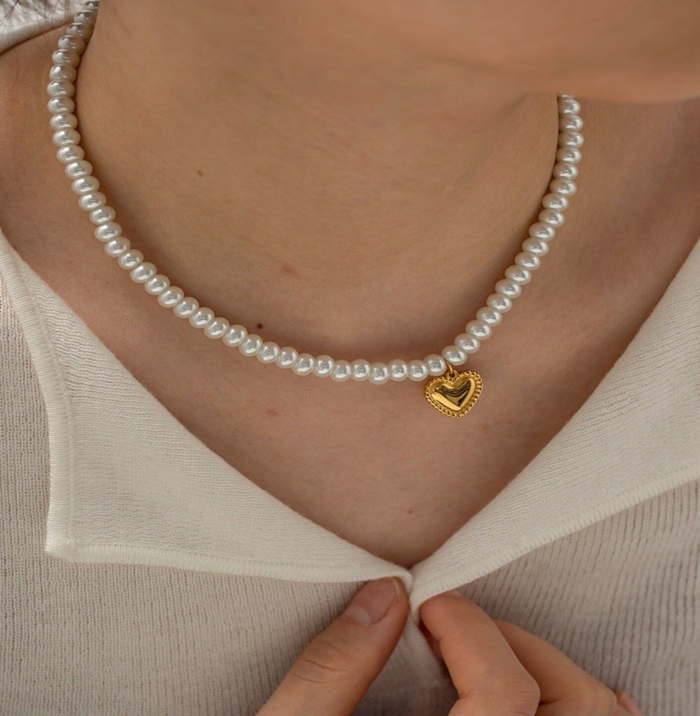 LOVE PEARL NECKLACE neck Yubama Jewelry Online Store - The Elegant Designs of Gold and Silver ! 