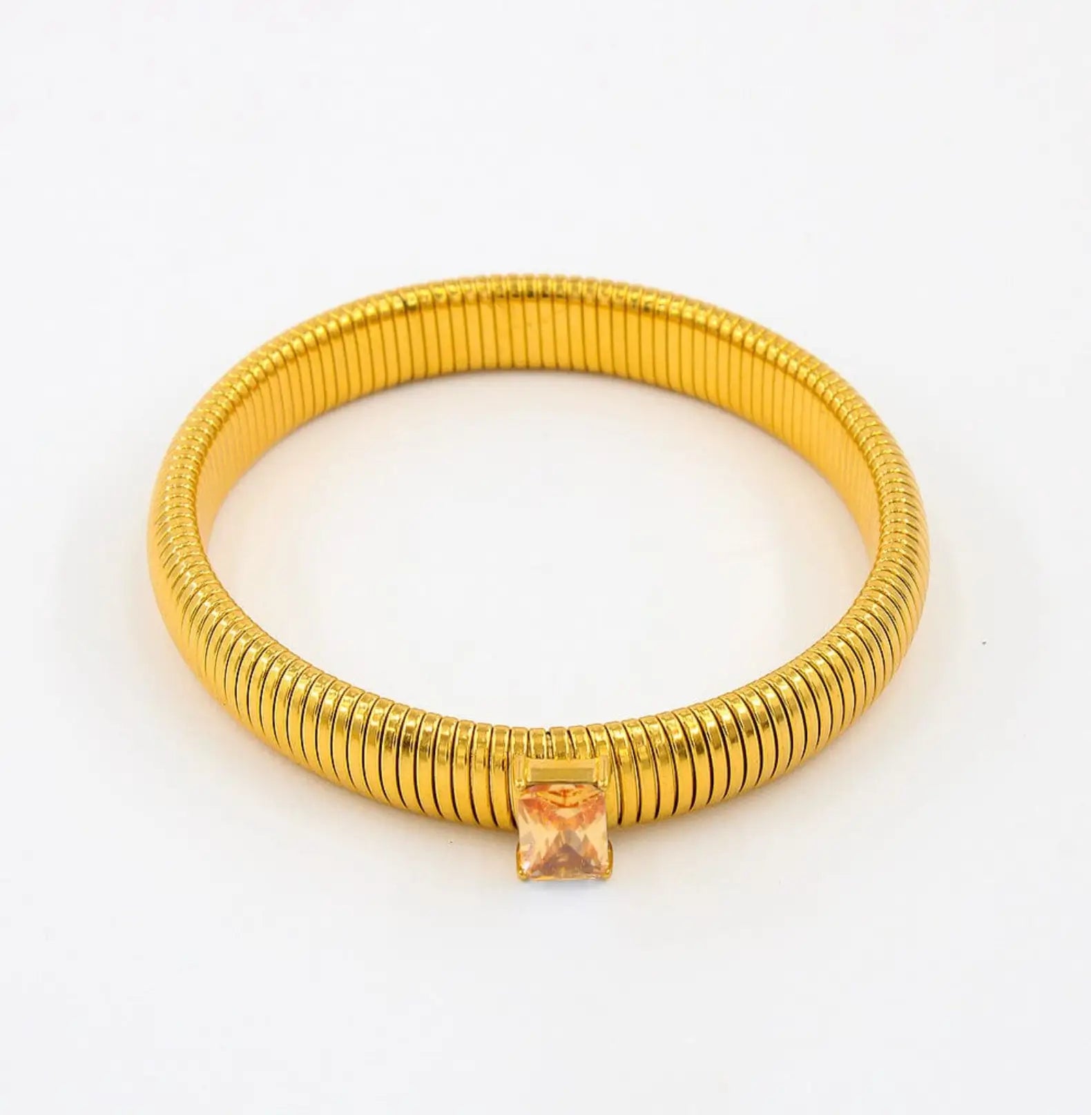 CHUNKY STONE BANGLE BRACELET - GOLD