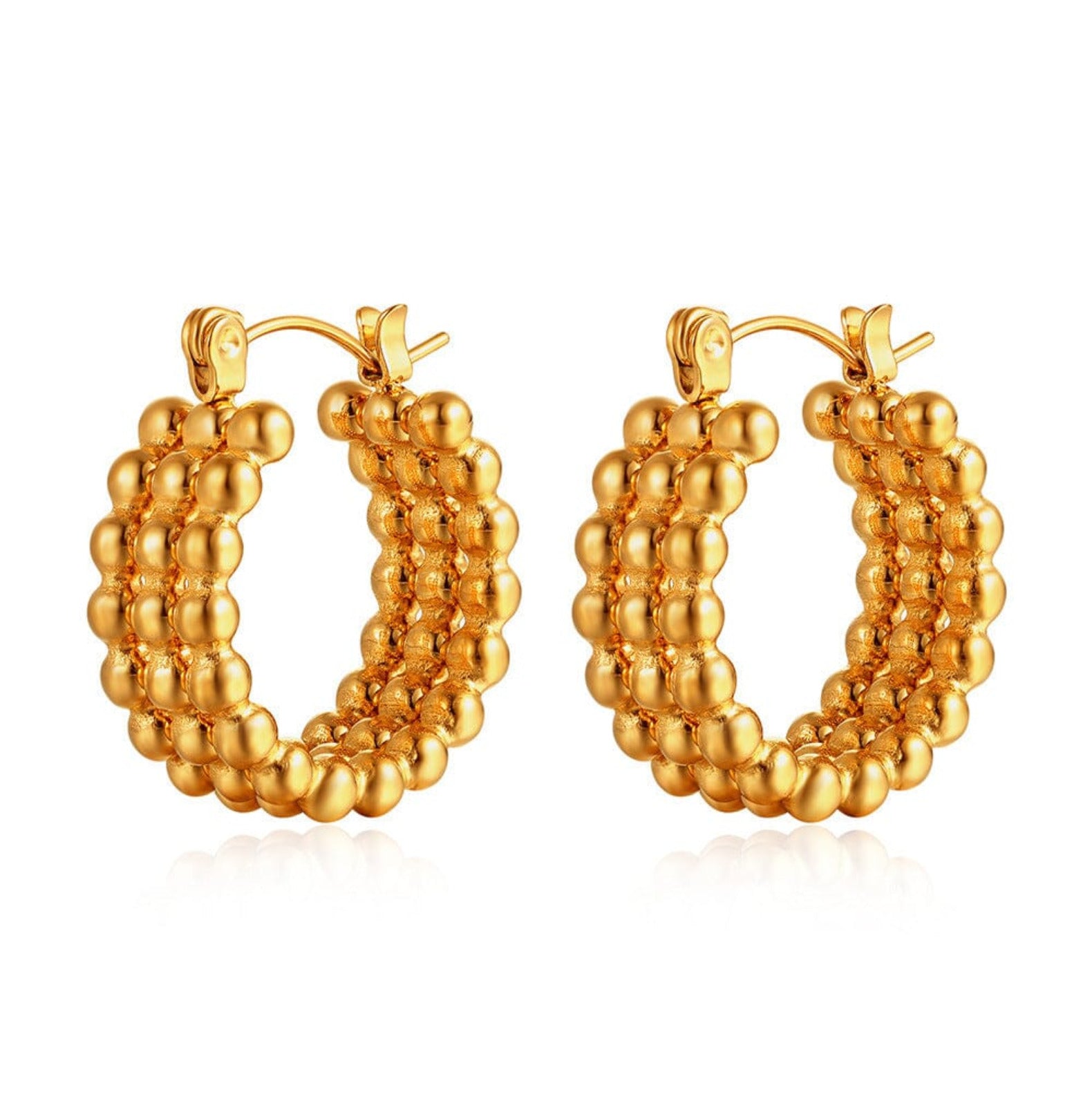 Layered Beaded Hoop Earring earing Yubama Jewelry Online Store - The Elegant Designs of Gold and Silver ! Gold 