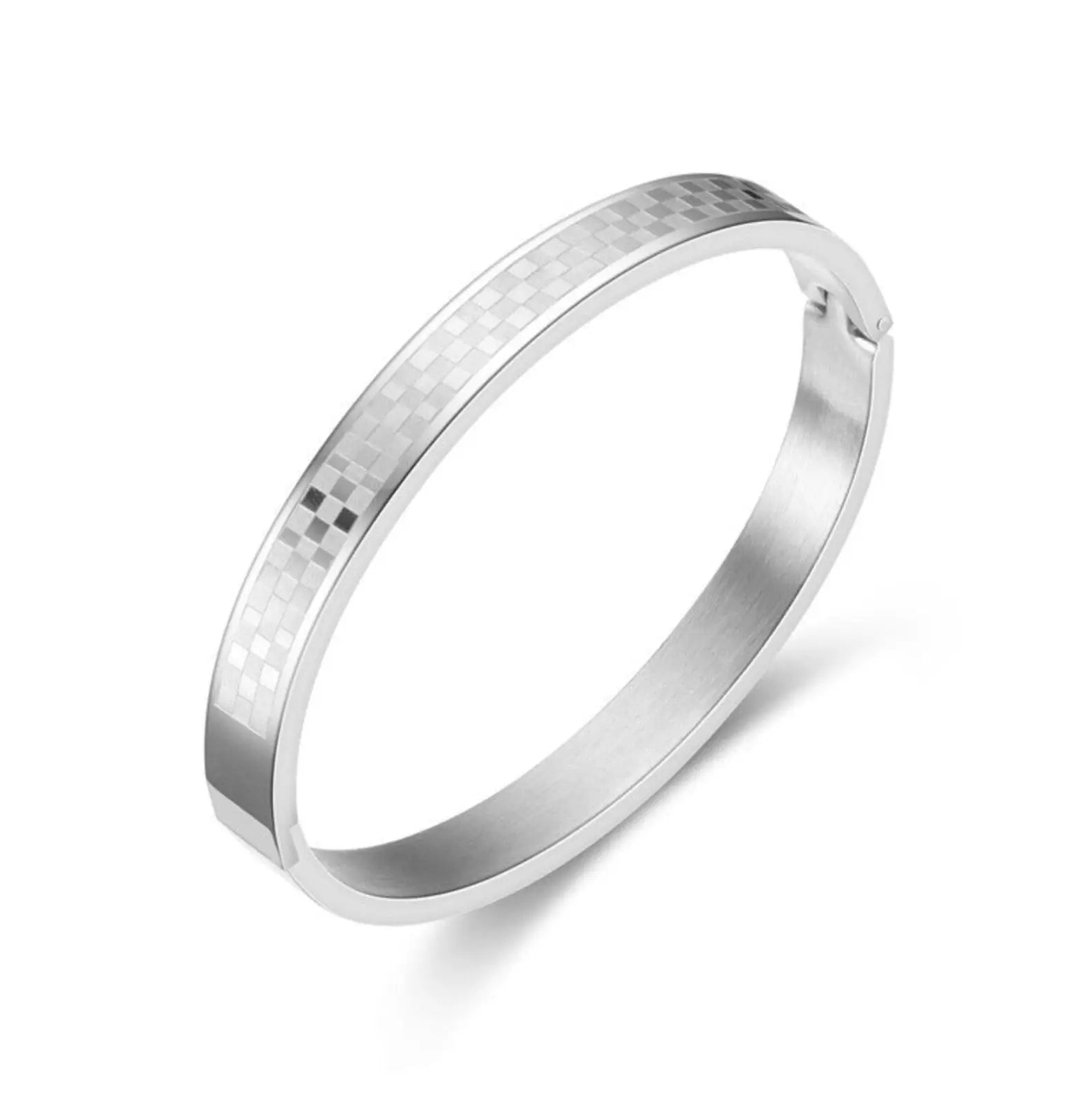 CHECKERED BANGLE - SILVER