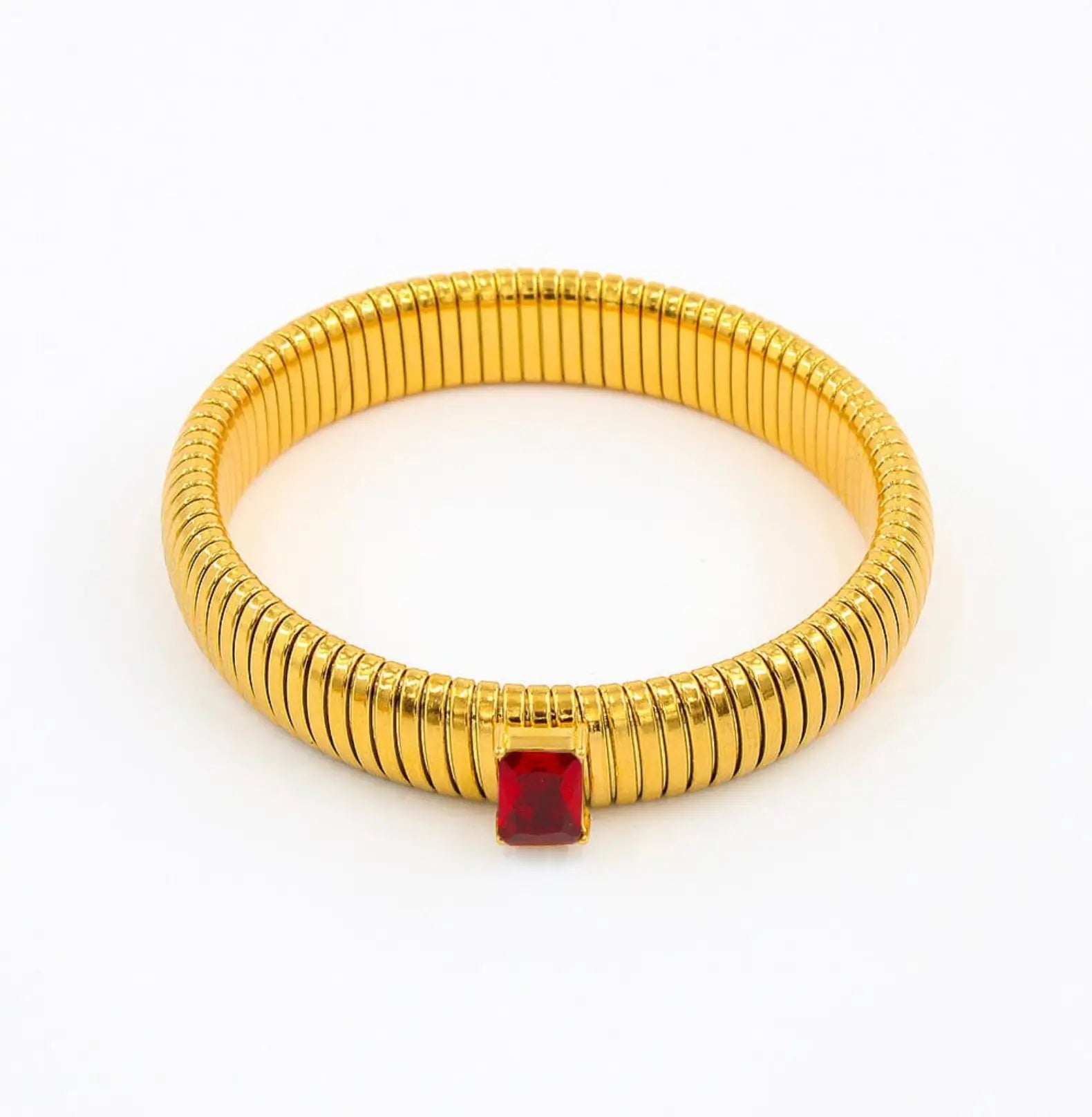 CHUNKY STONE BANGLE BRACELET - GOLD