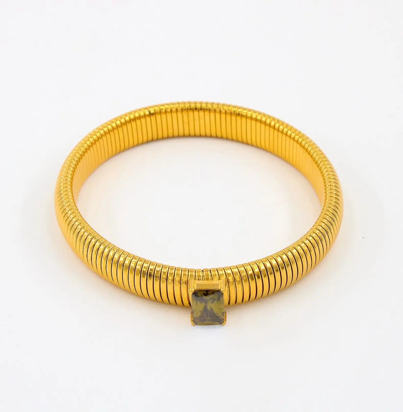 CHUNKY STONE BANGLE BRACELET - GOLD