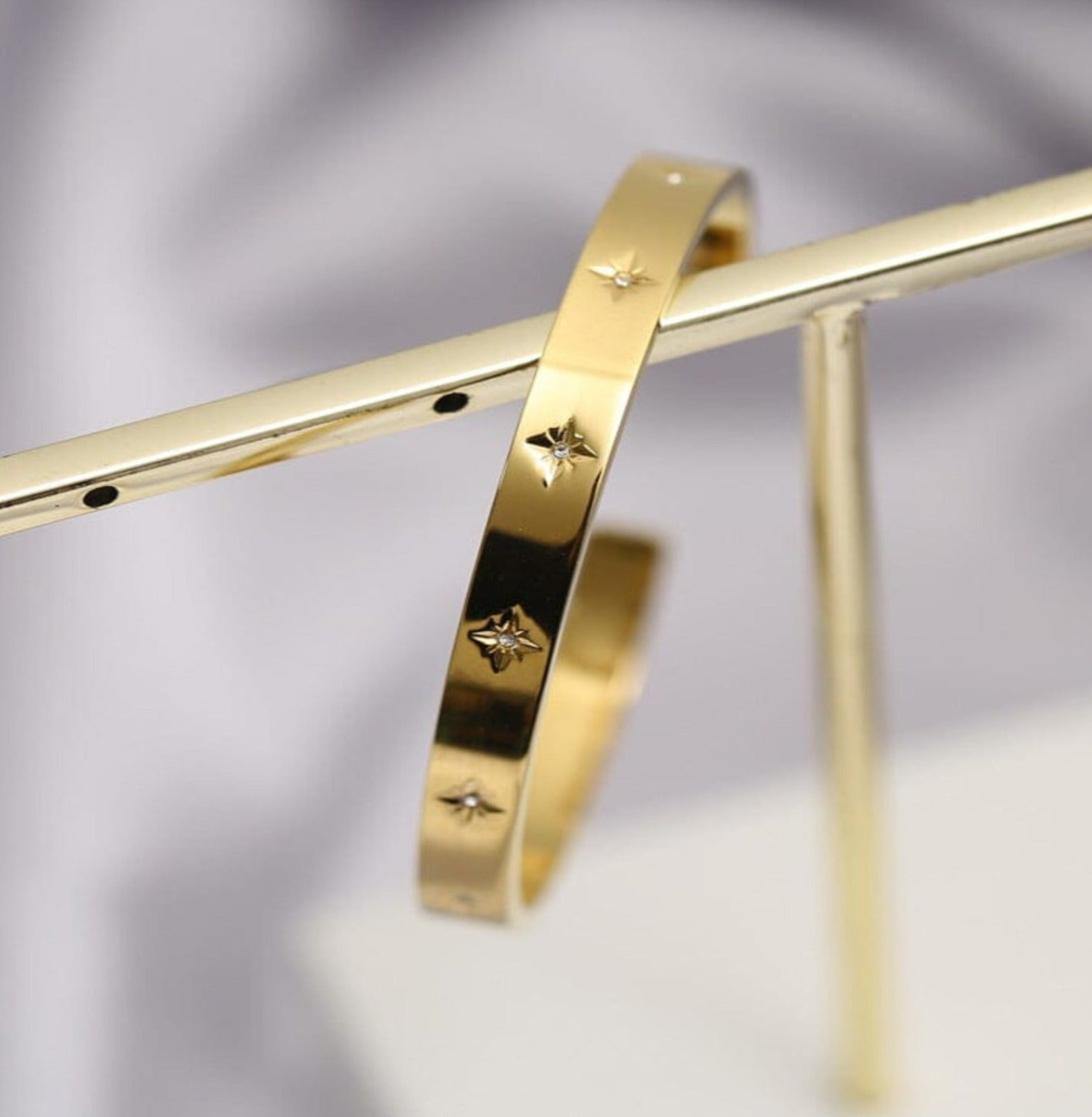 Gold Bangle with Stars Silver