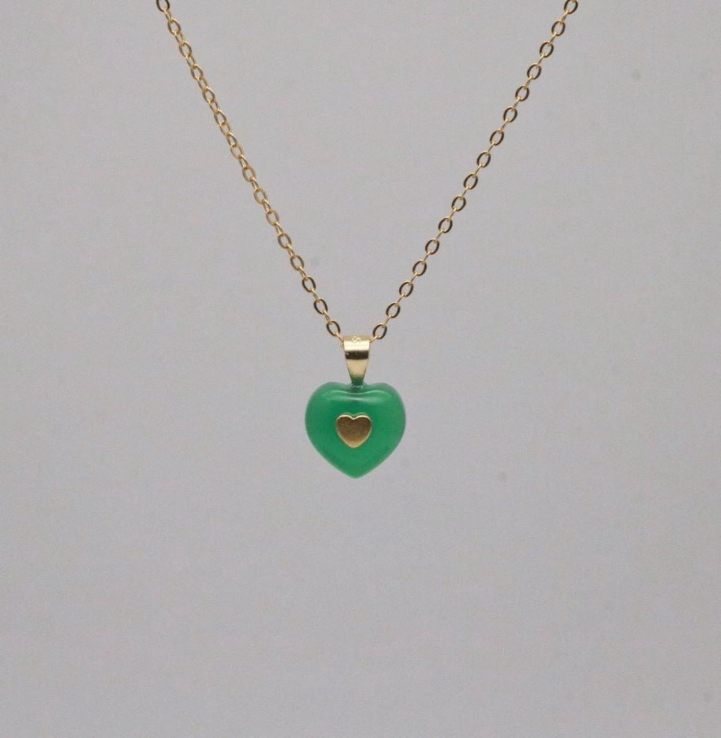 JADE HEART NECKLACE neck Yubama Jewelry Online Store - The Elegant Designs of Gold and Silver ! 