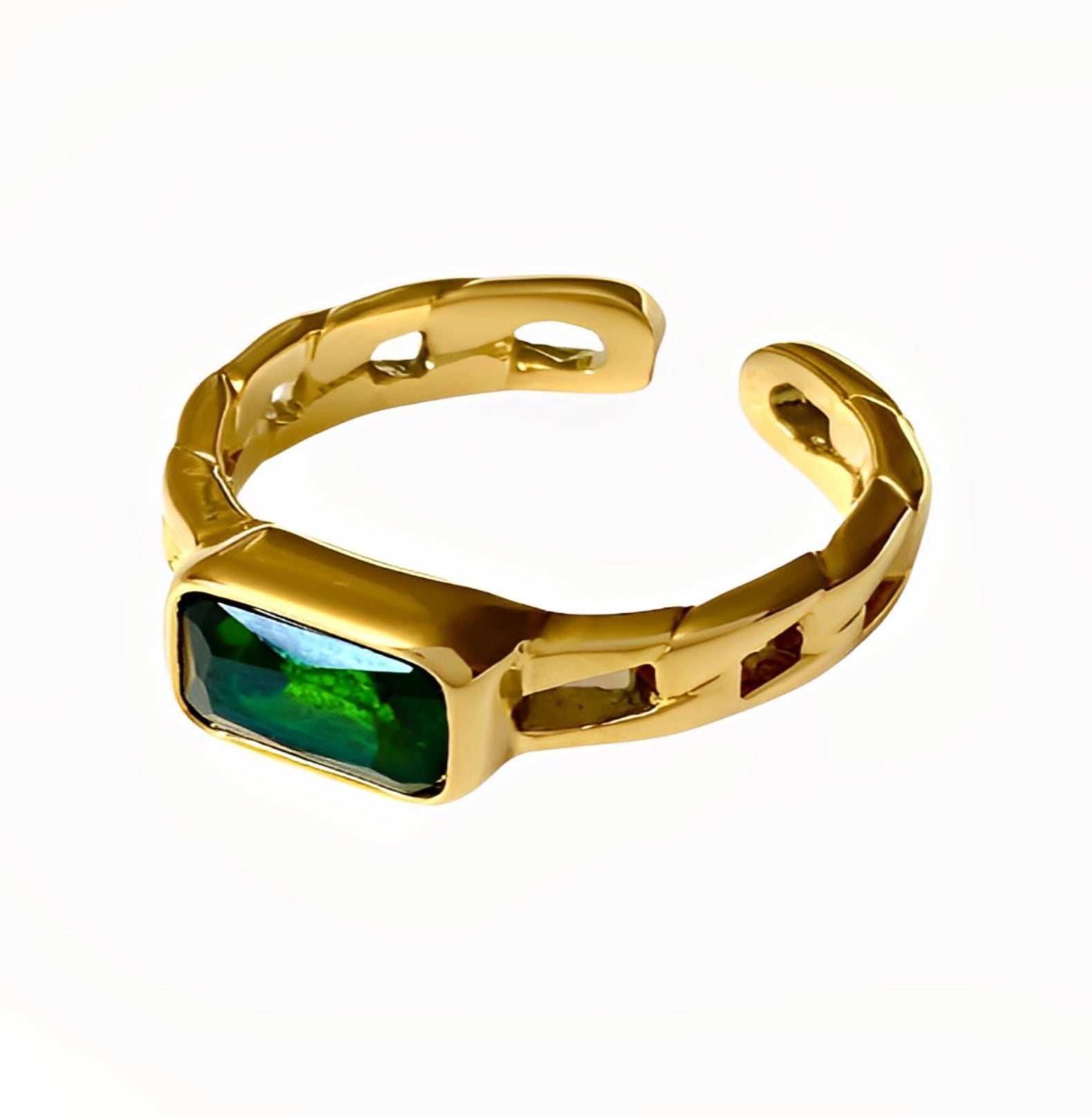 GREEN SQUARE RING ring Yubama Jewelry Online Store - The Elegant Designs of Gold and Silver ! Size10 