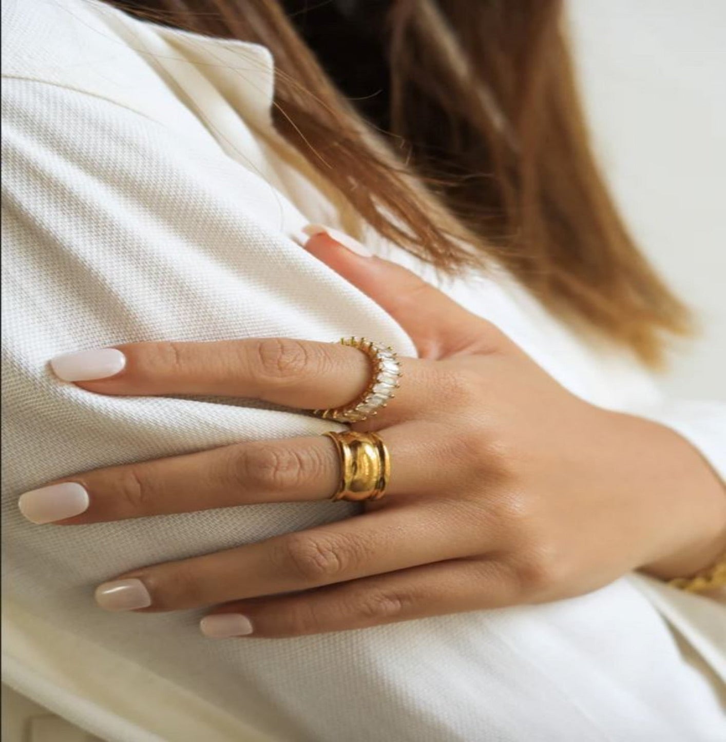 Classic Streamer Glossy 18K Gold Plating French Fashionable Retro Multi-layer Curved Ring ring Yubama Jewelry Online Store - The Elegant Designs of Gold and Silver ! 